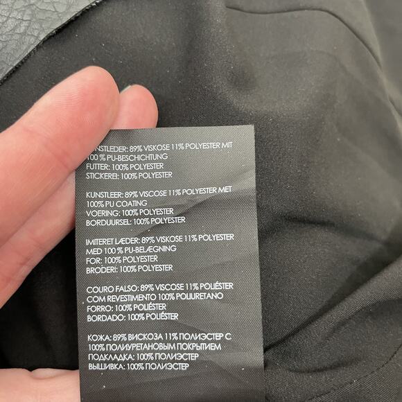 Club Monaco Edvard Skirt Womens 6 Black Faux Leather Embroidered Floral Roses - Picture 9 of 12